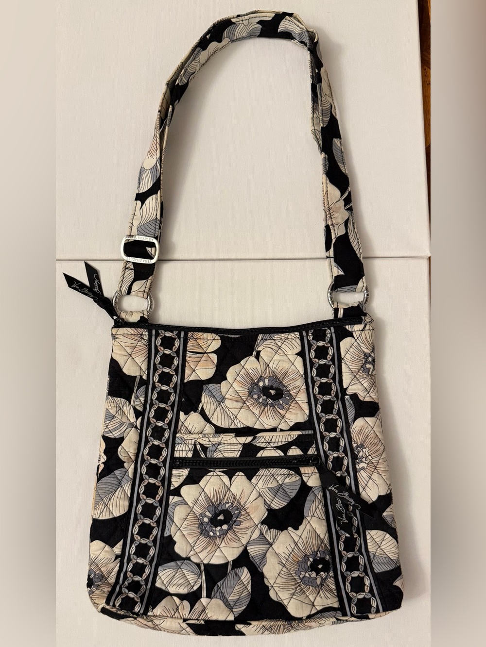 Vera Bradley Black Floral Camellia Quilted Crossbody